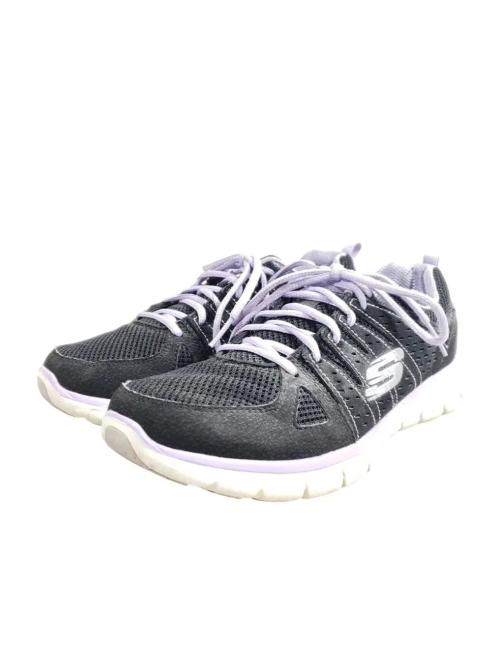 Skechers Womens Flex Sole Athletic Sneakers Black & Lavender US 8.5 Lightweight